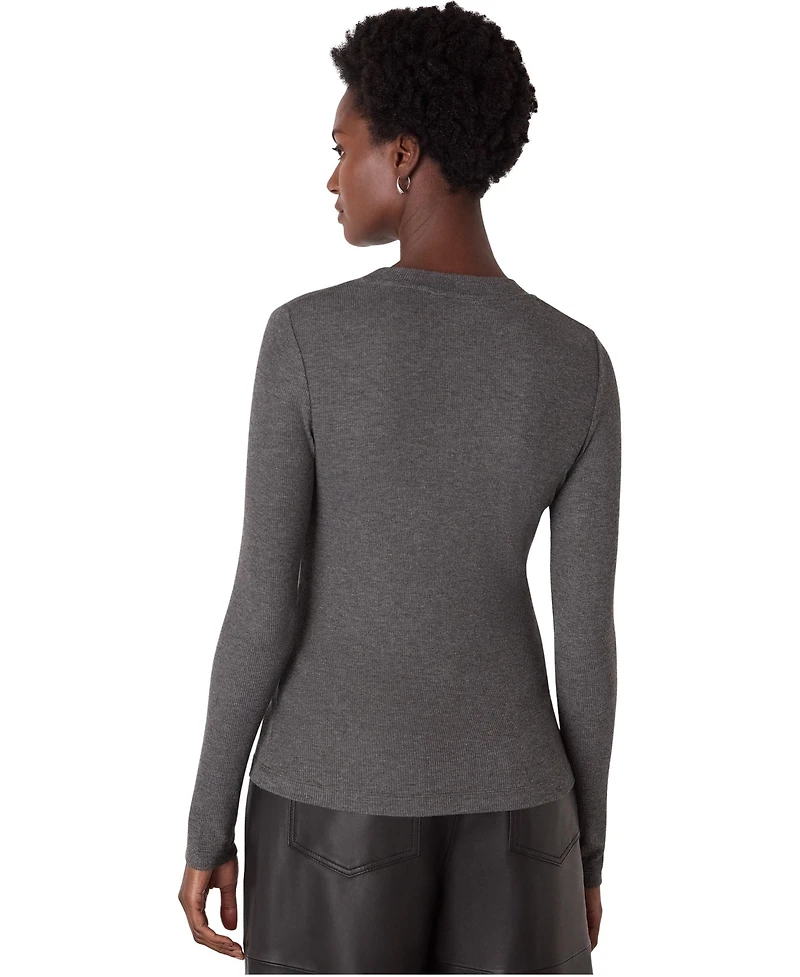 Whistles Women's Essential Ribbed Crew Long Sleeve Top