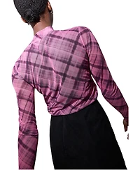 Whistles Women's Check Print Mesh Top