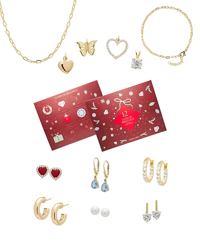 Macy's 14k Gold-Plated 12 Days of Brilliance Advent Calendar, 12 Pieces of Jewelry