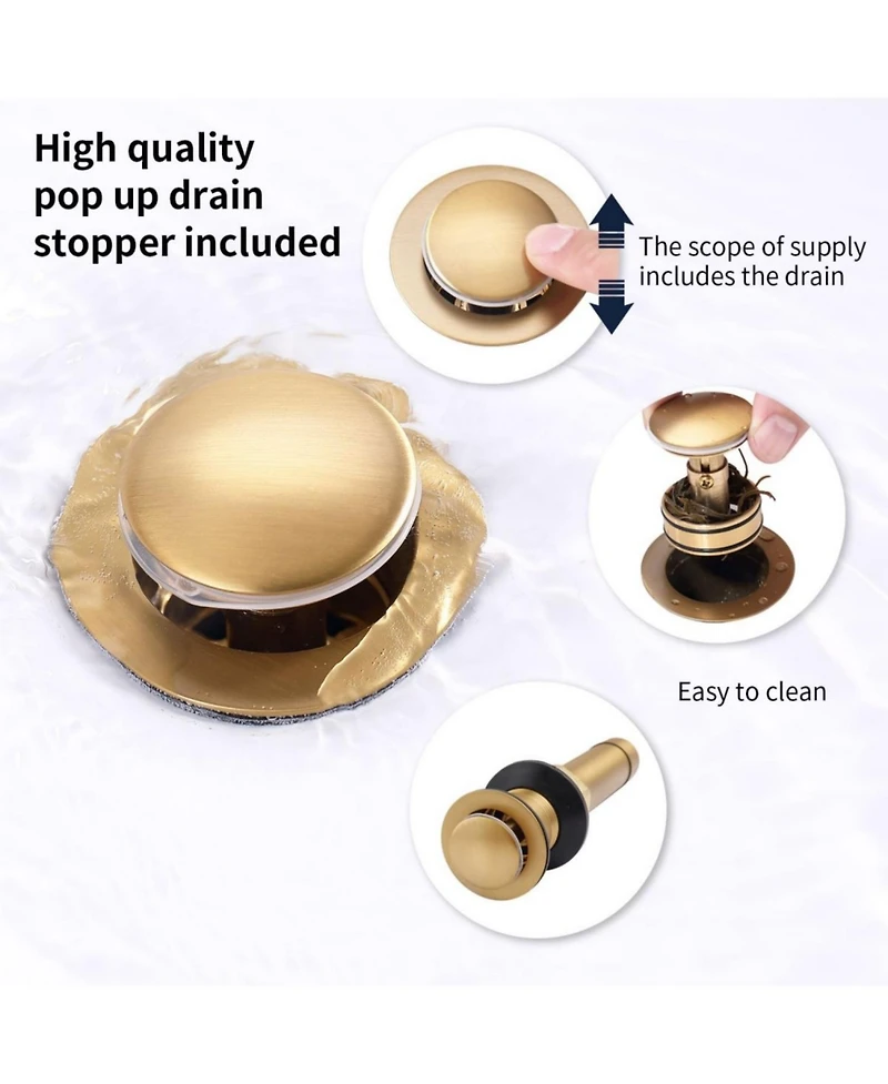 Phying 4 Inch Bathroom Faucet 2-Handle Vanity Sink Faucet with Pop-up Drain Assembly and Water Supply Hoses Modern Basin Mixer Tap for Bathroom
