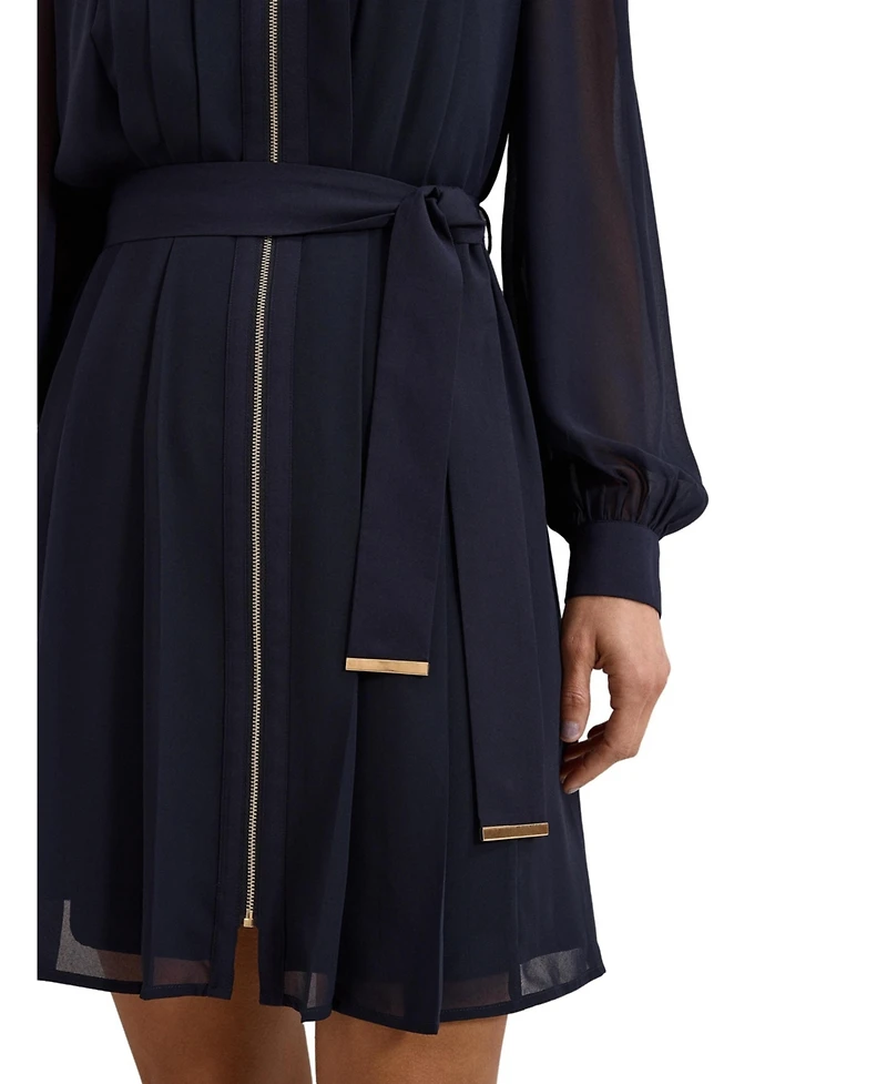 Phase Eight Women's Pleated Zip Shirt Mini Dress