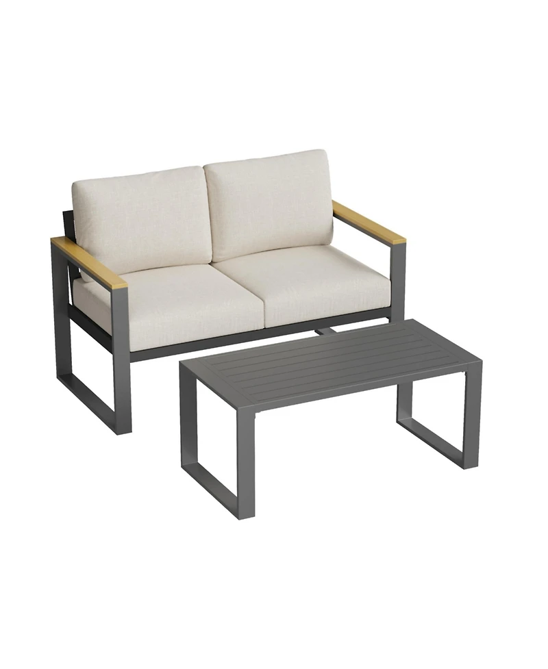 gaomon All-Weather Indoor/ Outdoor Loveseat Sofa Set for Balcony, Garden, Deck
