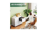 gaomon 2-Drawer Mobile Under Desk File Organizer on Wheels, Metal Filing Cabinet with Lock for A4/Letter/Legal, Smooth Glide Drawers