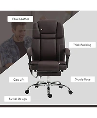 Vinsetto Massage Office Chair with Footrest, Pu Leather Desk Chair,