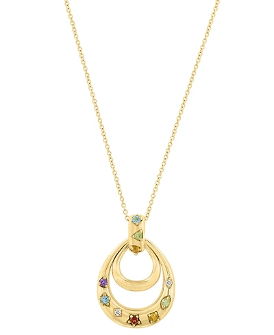 Effy Collection Multi-Gemstone (1/4 ct. t.w.) & Diamond Accent Pendant Necklace in 14k Yellow Gold Over Sterling Silver