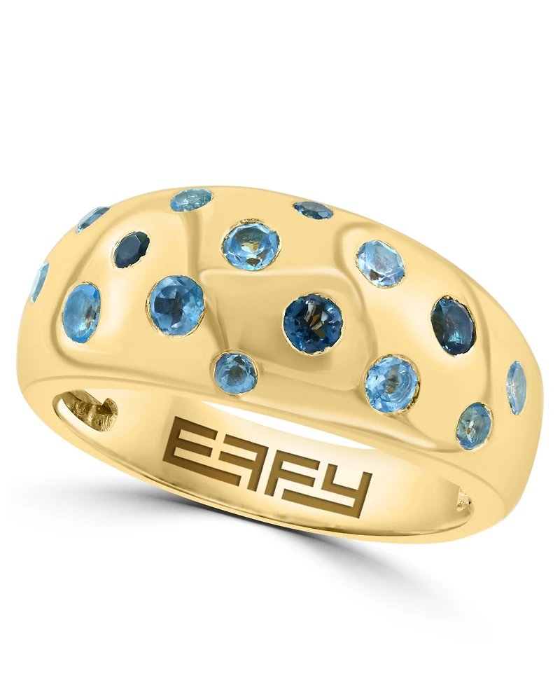 Effy Collection Multi-Blue Topaz (1-1/10 ct. t.w.) Ring in 14k Yellow Gold Over Sterling Silver