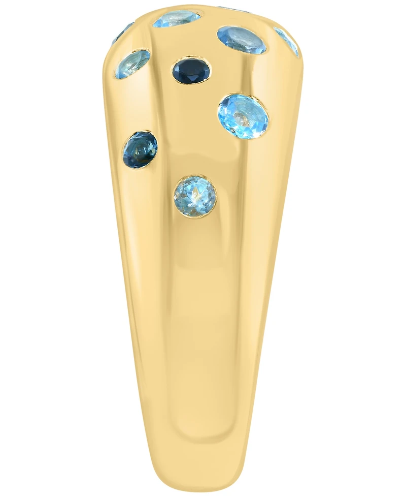 Effy Collection Multi-Blue Topaz (1-1/10 ct. t.w.) Ring in 14k Yellow Gold Over Sterling Silver