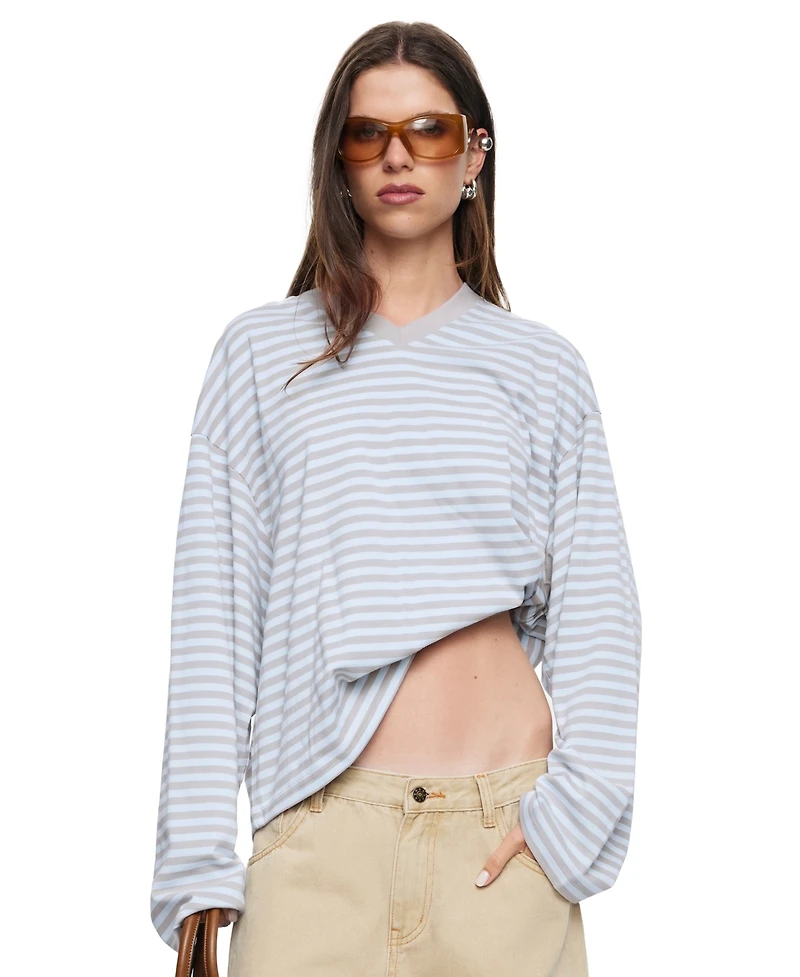 Lioness Women's Bloom Striped V-Neck Long-Sleeve T-Shirt