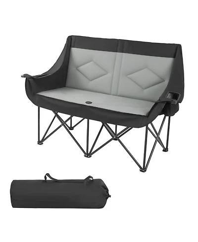 Sugift Oversized 2-Person Double Camping Chair 660 Lbs Capacity with Dual Cup and Wine Glass Holders