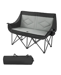 Sugift Oversized 2-Person Double Camping Chair 660 Lbs Capacity with Dual Cup and Wine Glass Holders