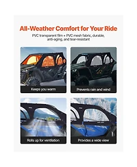 Sugift Soft Upper Door Cab Enclosure Kit for 4 Seat Side by Side Vehicles with Zippered Windows