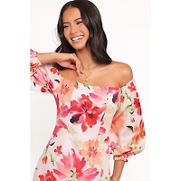 Petal and Pup Women's Annette Floral 3/4-Sleeve Mini Dress