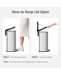 gaomon 13.2 Gal Step Stainless Steel Trash Can with Soft-Close Lid and Removable Inner Basket