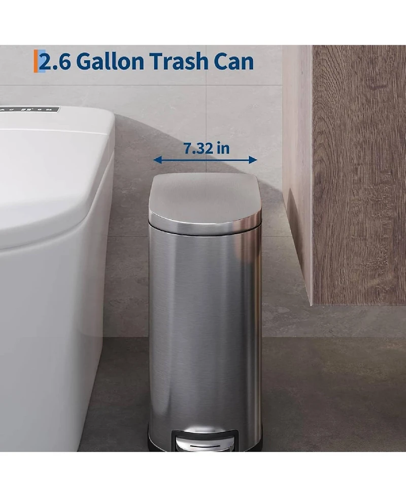 gaomon 2.6 Gallon Stainless Steel Step-on Trash Can