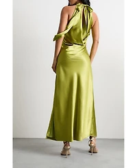 Warehouse Women's Satin Cowl-Neck Maxi Dress