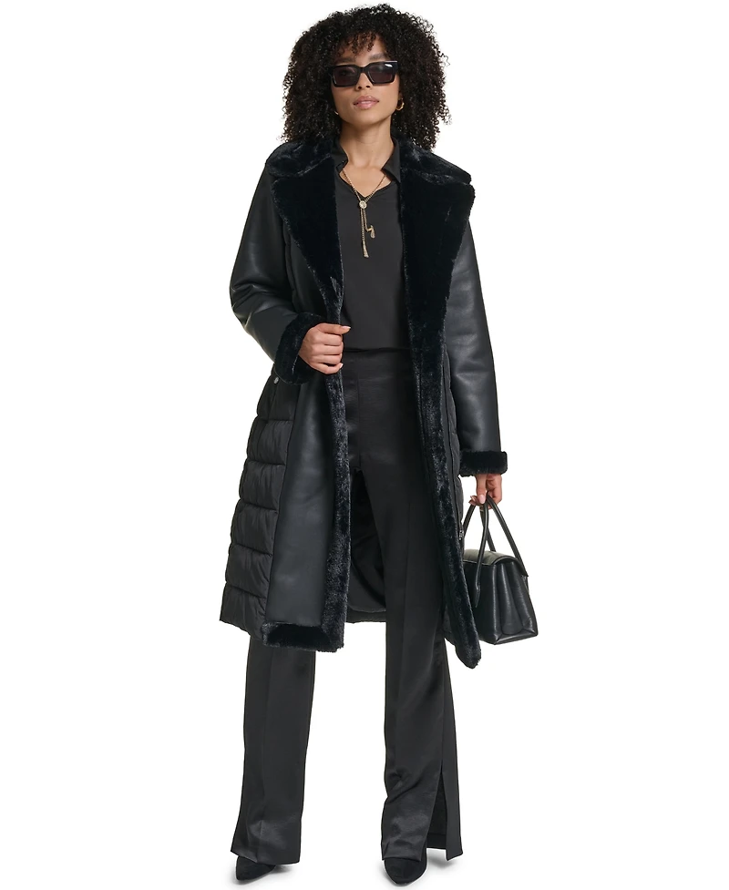 Karl Lagerfeld Paris Long Belted Puffer Coat