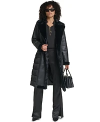 Karl Lagerfeld Paris Long Belted Puffer Coat
