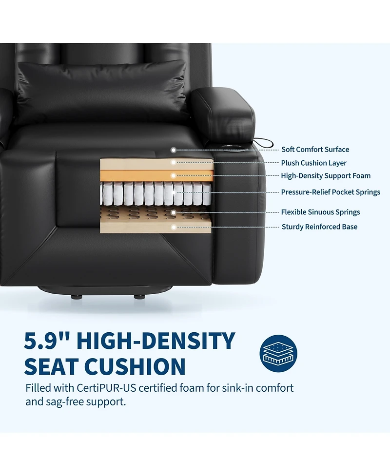 gaomon Heat and Massage Pu Leather Electric Lift Power Lift Recliner Sofa Chair for Seniors