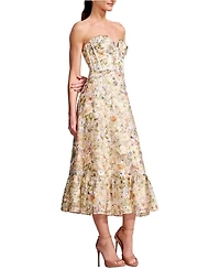 Dress The Population Women's Carina Strapless Sweetheart Floral Bustier Dress