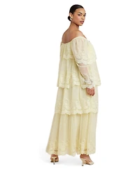 Eloquii Plus Tiered Lace Off-the-Shoulder Maxi Dress