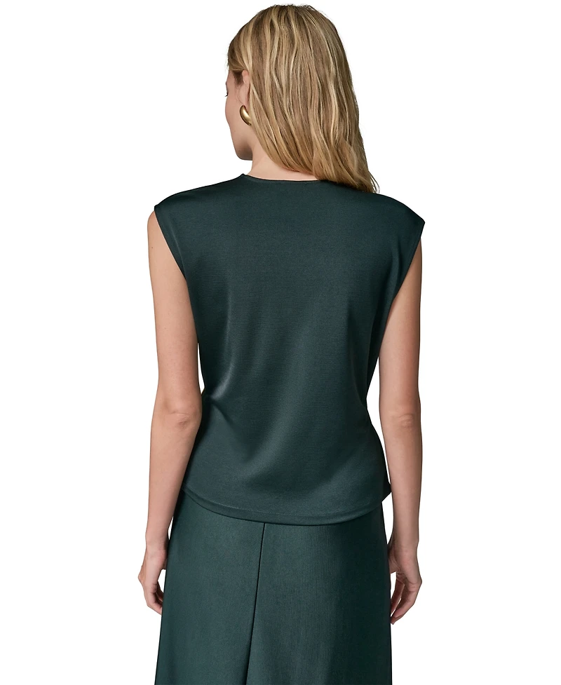 Donna Karan New York Women's Sheen Ponte Faux Surplus Top