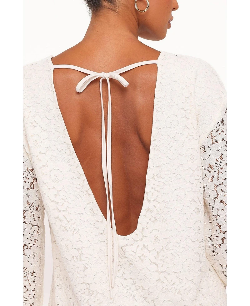 Petal and Pup Women's Lula Long-Sleeve Lace Back-Tie Mini Dress