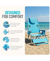 Ostrich The Backpack 3N1 Portable Chair Cooler Bag and Reclining Lounger, Lt Blue