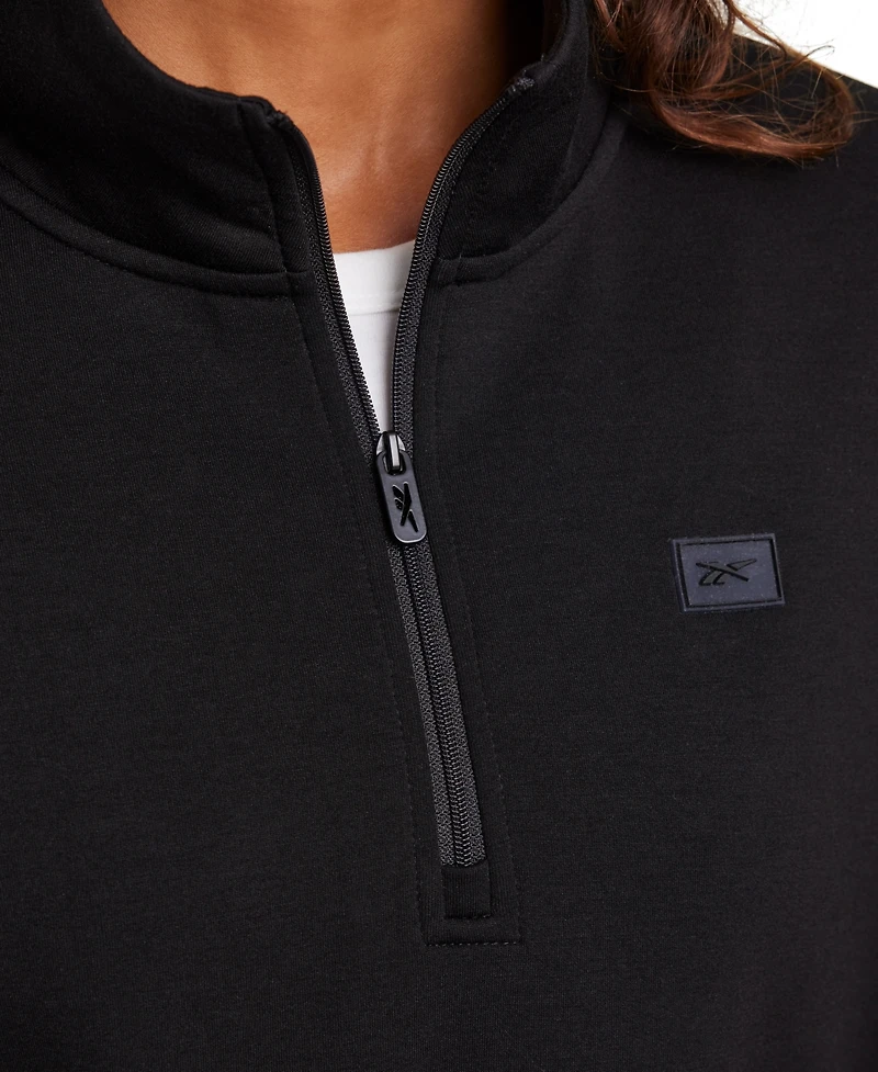 Reebok Women's Double Knit Cropped Half Zip Long-Sleeve Sweatshirt