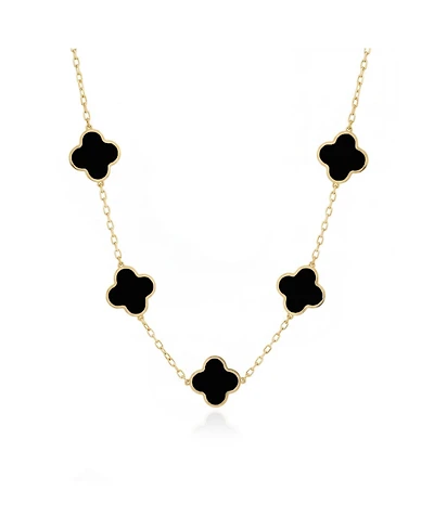 The Lovery Classic Onyx Clover Necklace 14K Gold Plated Sterling Silver