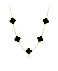 The Lovery Classic Onyx Clover Necklace 14K Gold Plated Sterling Silver