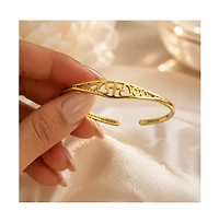 Dloria Cross and Heart faith Engraved Adjustable Cuff Bracelet-"Let your be bigger than fear"