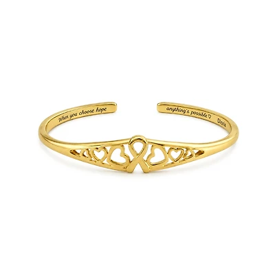 Dloria Choose Hope Cancer Awareness Heart Engraved Adjustable Cuff Bracelet