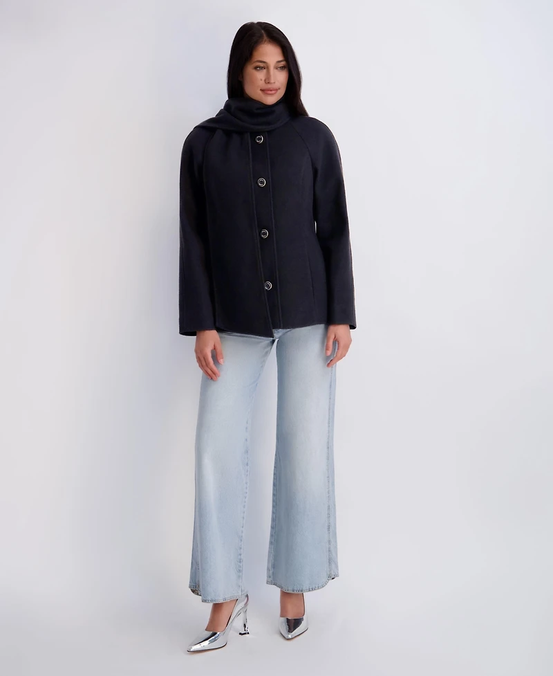 Kensie Women's Faux-Wool Funnel Neck Coat