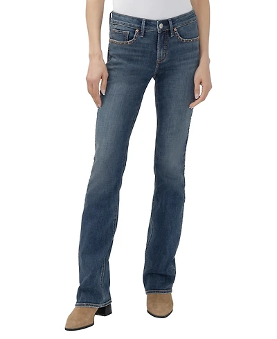 Silver Jeans Co. Women's Suki Slim Boot Mid-Rise Studded