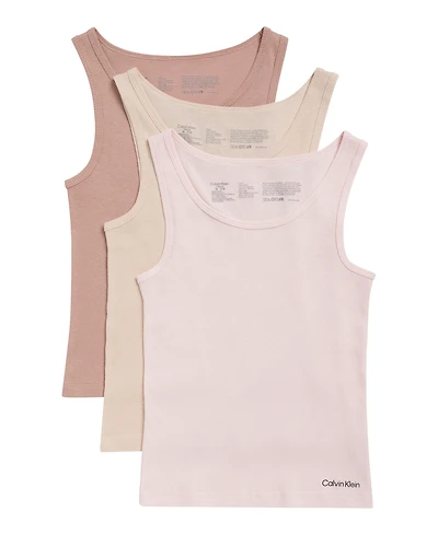 Calvin Klein Girls' 6-16 Sleeveless Tank Top, 3-Pack