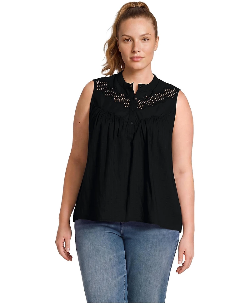 Lands' End Plus Sleeveless Eyelet Pullover Top