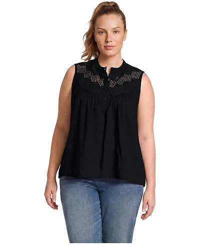 Lands' End Plus Sleeveless Eyelet Pullover Top