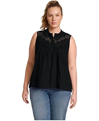 Lands' End Plus Sleeveless Eyelet Pullover Top