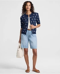 Lands' End Women's Ruched Sleeve Cardigan Sweater