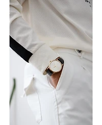 Peugeot Men's 40mm Wafer Slim Round Gold-Plated Case Watch-Champagne