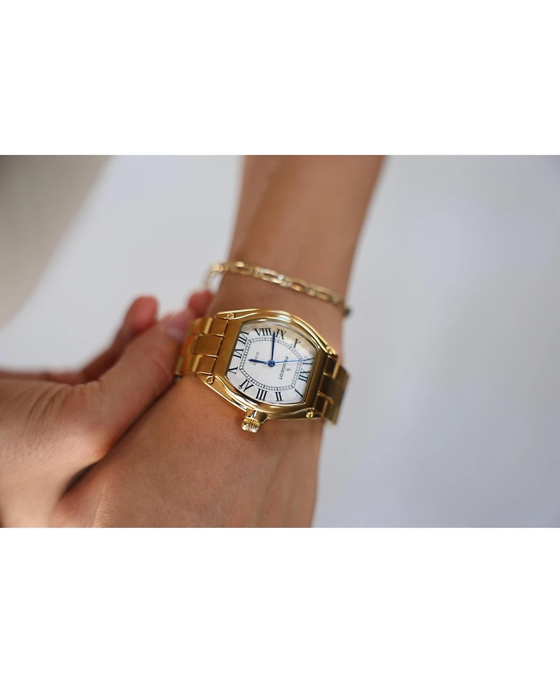 Peugeot Women's Gold Status Bracelet Watch Barrel Shape Roman Dial Gold-Tone Bracelet Strap