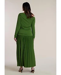 Eloquii Plus Long Sleeve Drop Waist Maxi Dress