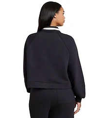 Eloquii Women's Stripe Detail Quarter Zip Sweatshirt