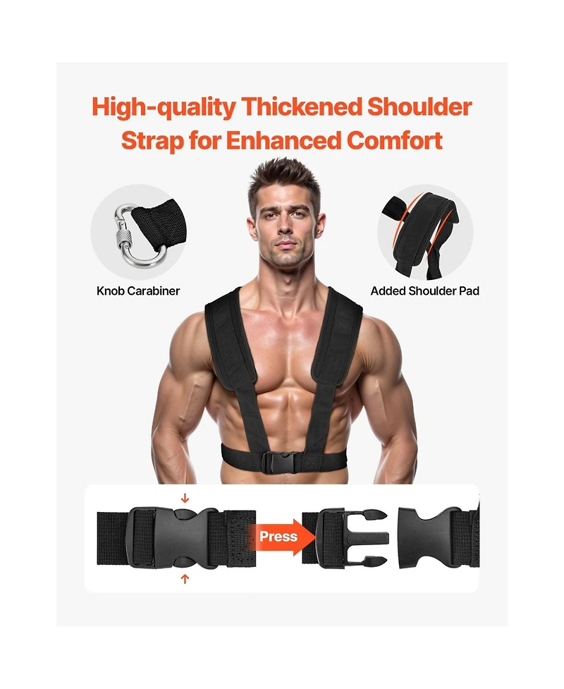 Sugift Compact Steel Push Pull Weight Sled with Harness for 2 Inch Weight Plates