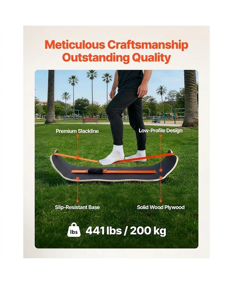 Sugift 42 In Curved Wooden Balance Board Trainer for Core Workouts and Standing Desk Use