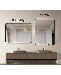 Phying 24 x 36 Inch Metal Framed Bathroom Mirror Rectangular Wall Mounted Vanity Mirror Modern Minimalist Sleek Framed Mirror for Bathroom Living Room