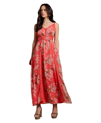 Oasis Women's Lace Panelled Waist Pleated Maxi Dress