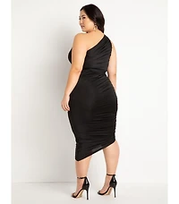 Eloquii Women's Plus Ruched One Shoulder Dress