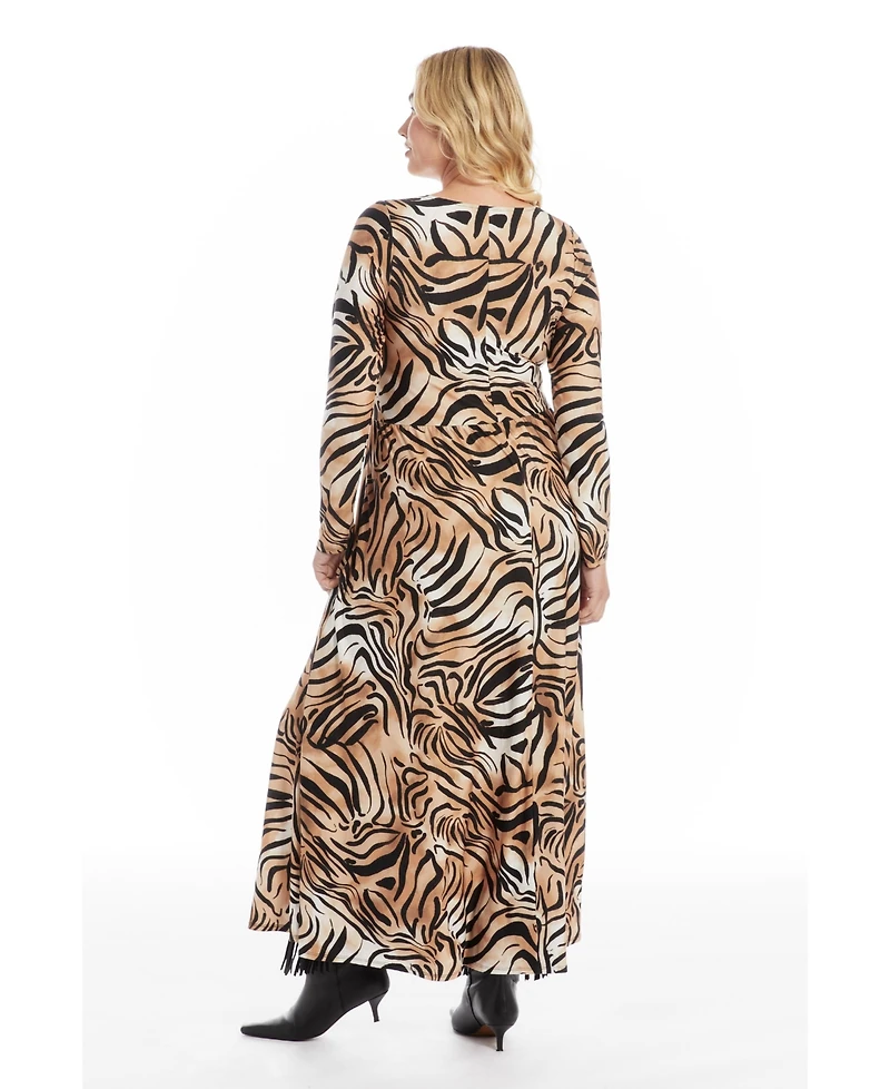 June + Vie Women's V Neck Midi Dress