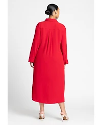 Eloquii Women's Plus Tie Front Oversized Shirt Dress